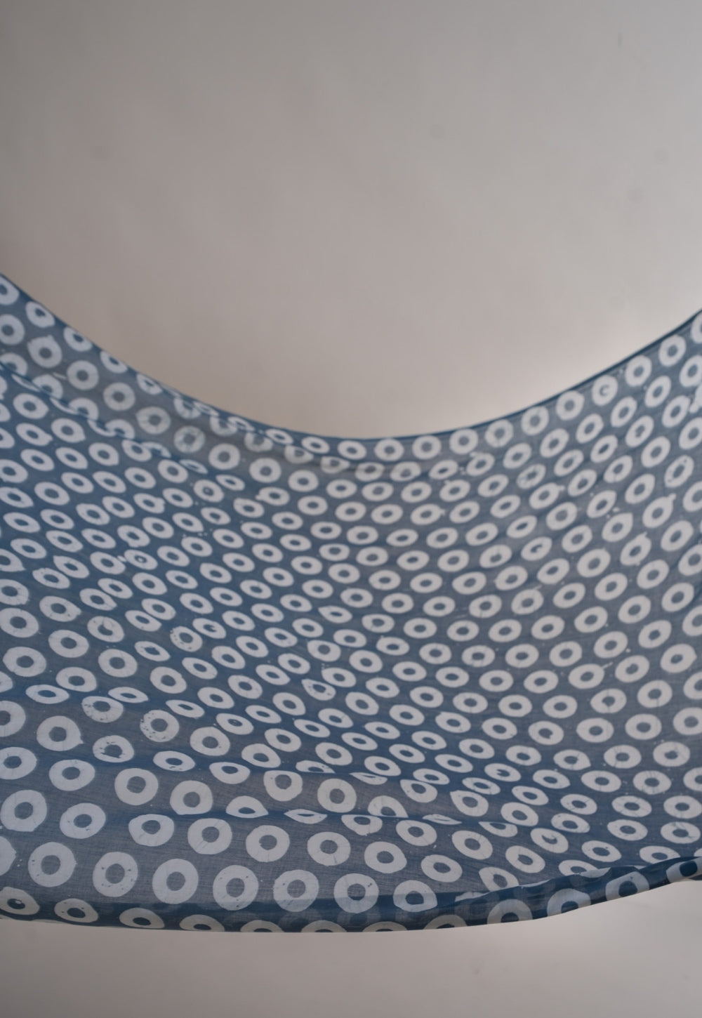 Blue Circle Batik Handblock Printed Mul Fabric