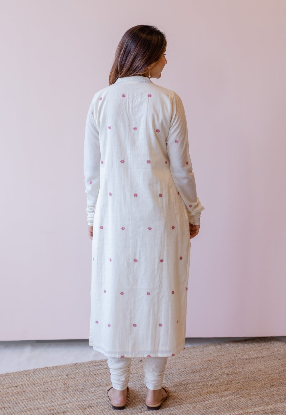 Mahi Off White Jamdani Handloom Cotton Straight Kurta