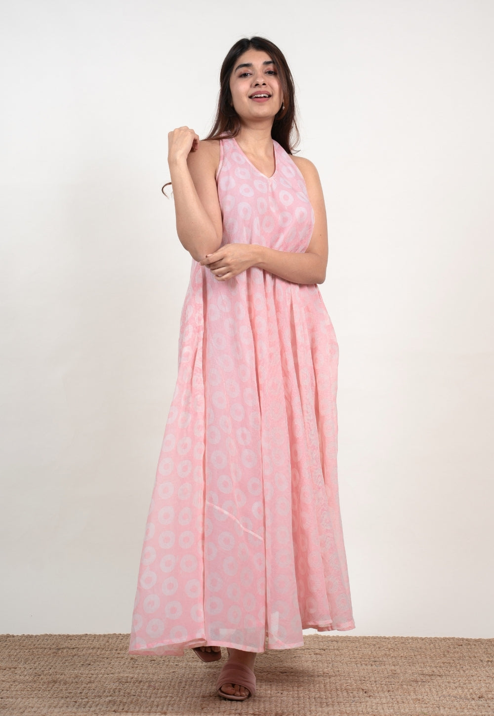 Tashi Pink Batik MulMul A Line Dress