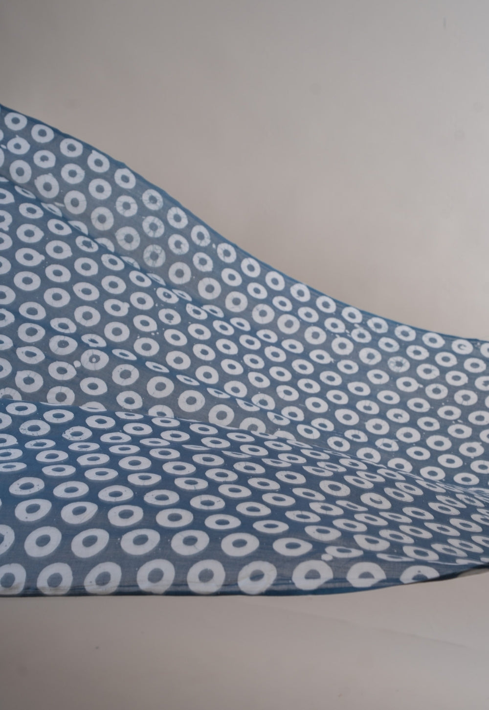 Blue Circle Batik Handblock Printed Mul Fabric
