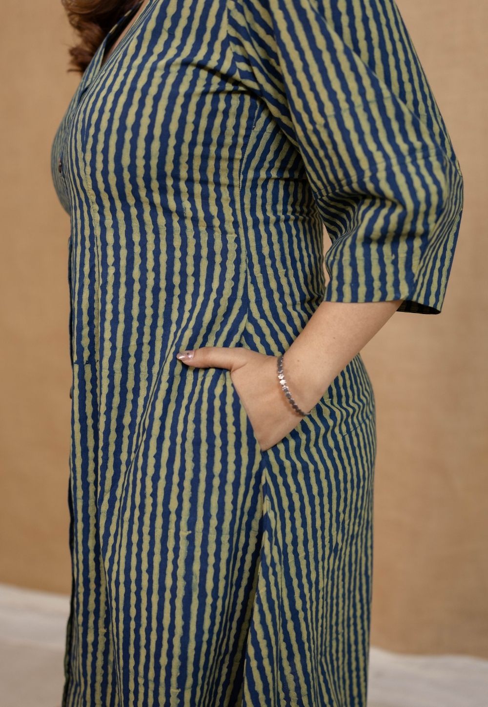 Nimit Indigo Ajrakh Cotton A Line Dress