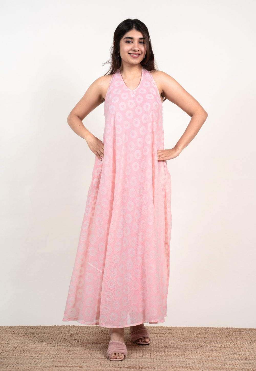 Tashi Pink Batik MulMul A Line Dress