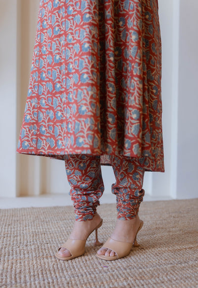 Miral Red Ajrakh Cotton Churidar