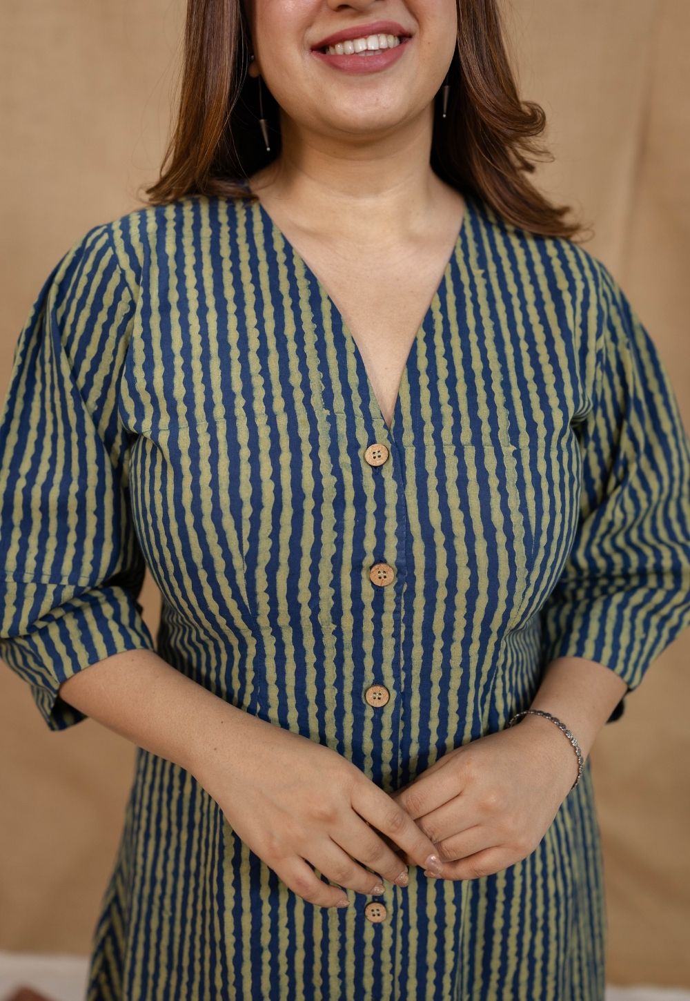 Nimit Indigo Ajrakh Cotton A Line Dress