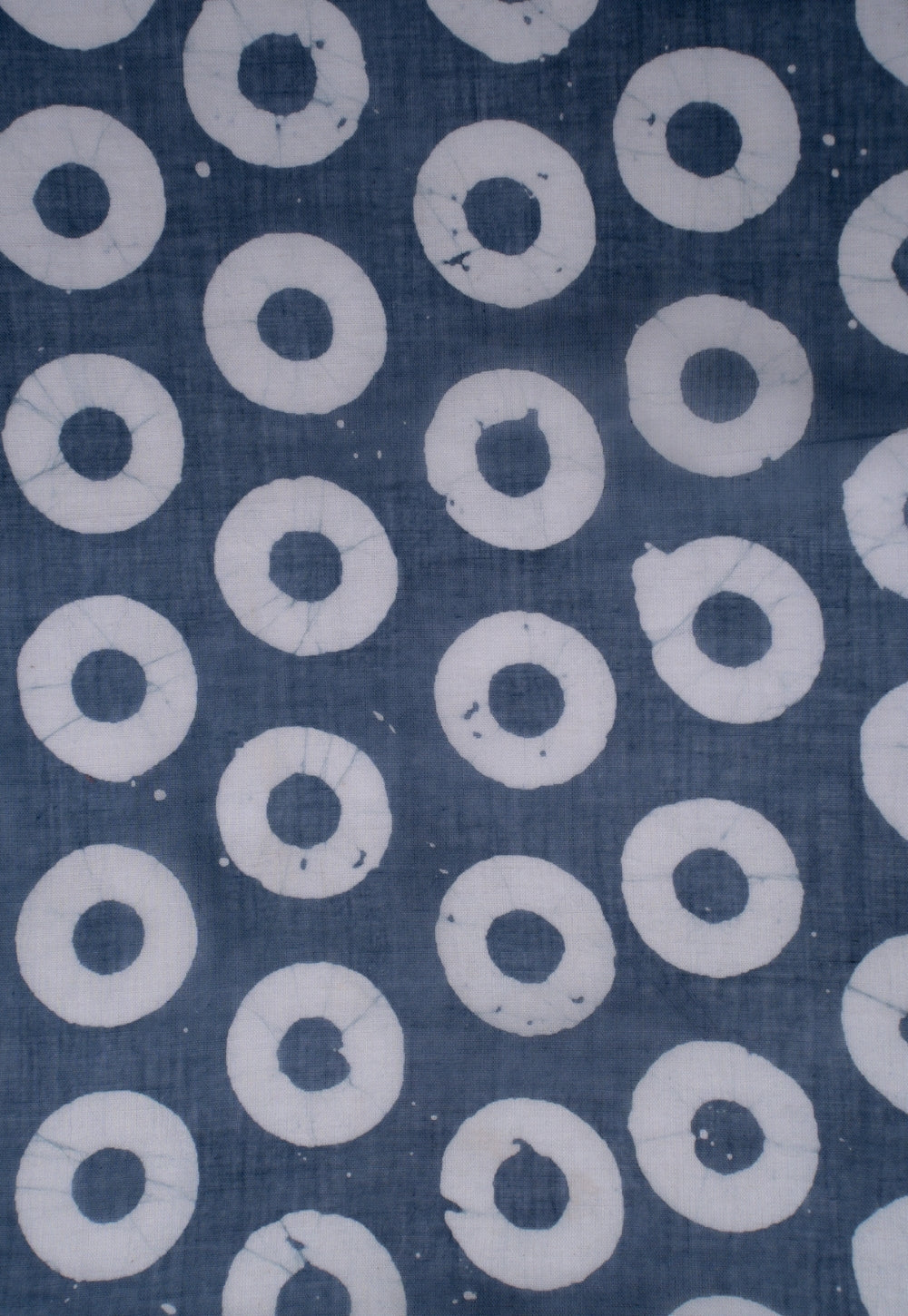 Blue Circle Batik Handblock Printed Mul Fabric