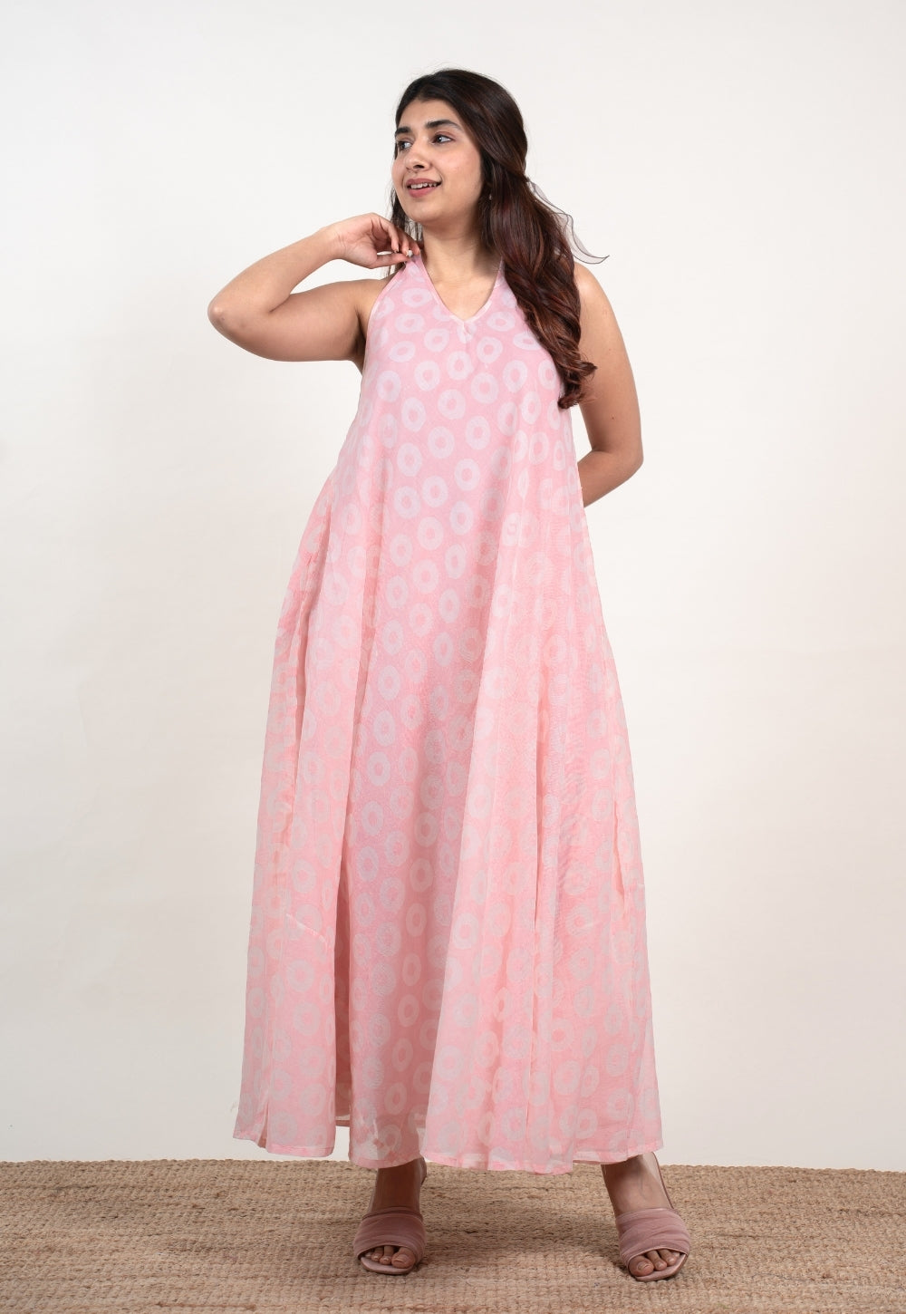 Tashi Pink Batik MulMul A Line Dress