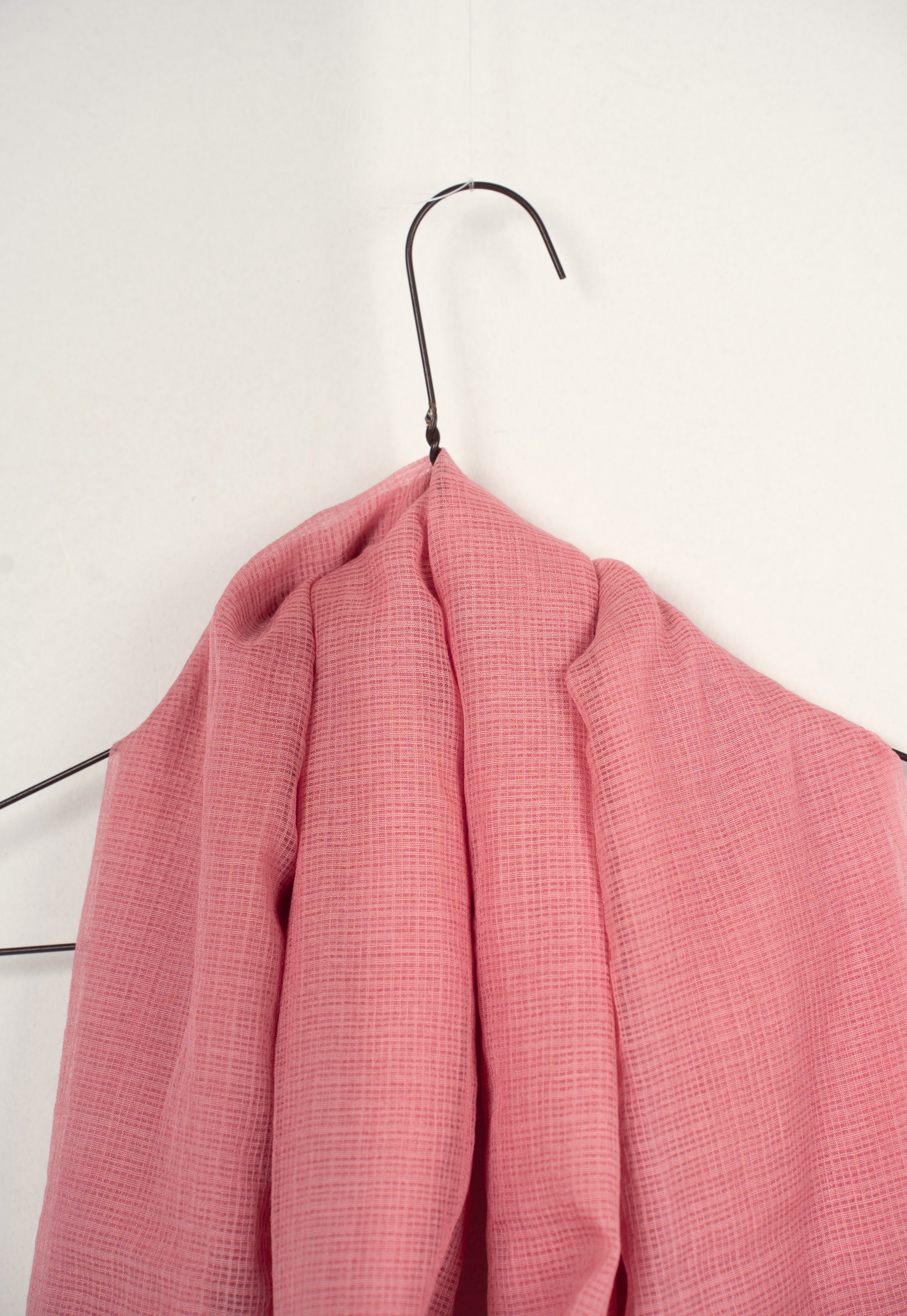 Pink Solid Kota Doria Cotton Dupatta