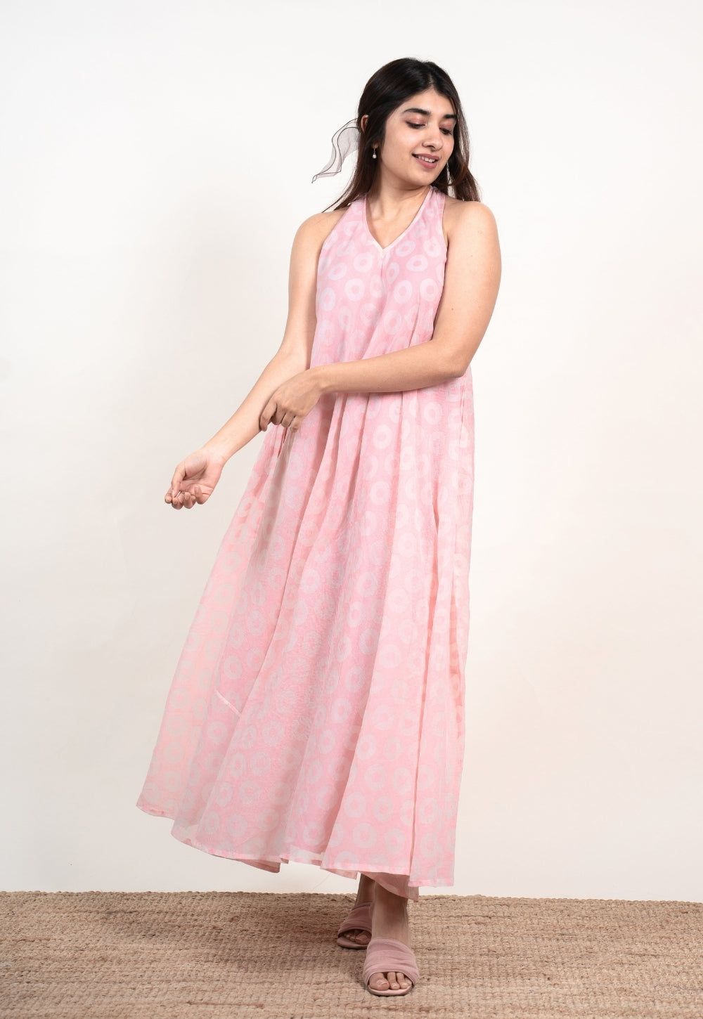 Tashi Pink Batik MulMul A Line Dress