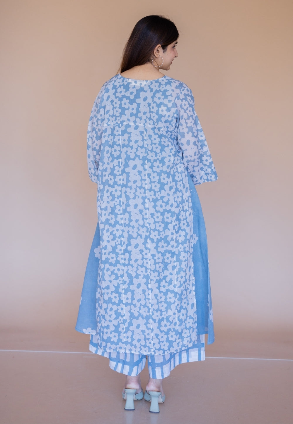 Aqsa Blue Batik MulMul Wide Pant