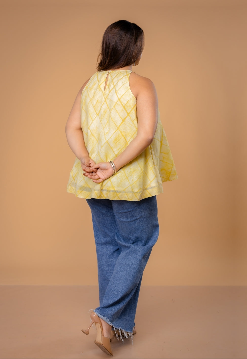 Parveen Yellow Batik MulMul A Line Short Top