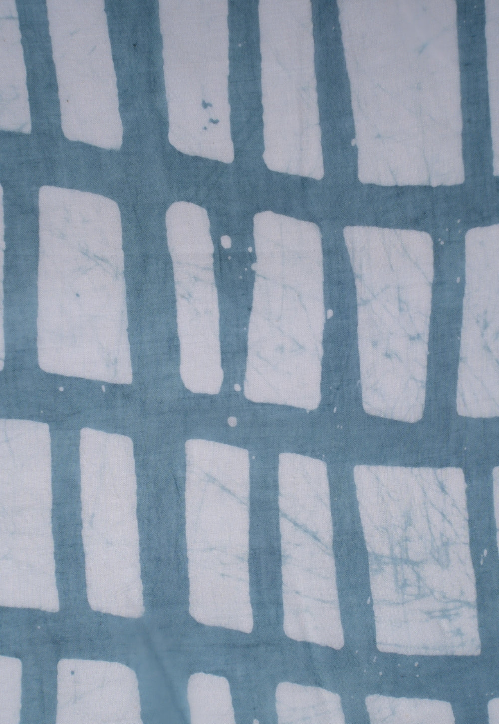 Blue Brick Pattern Batik Handblock Printed Mul Fabric