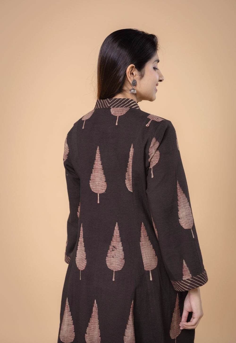 Eshita Brown Dabu Slub Cotton A Line Kurta Set (Set of 2)