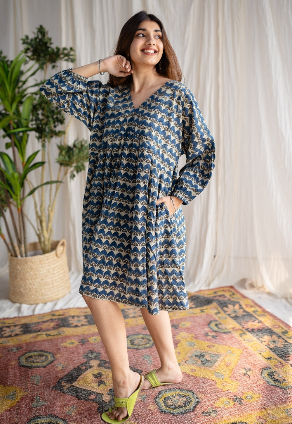 Minha Ajrakh Cotton Dress