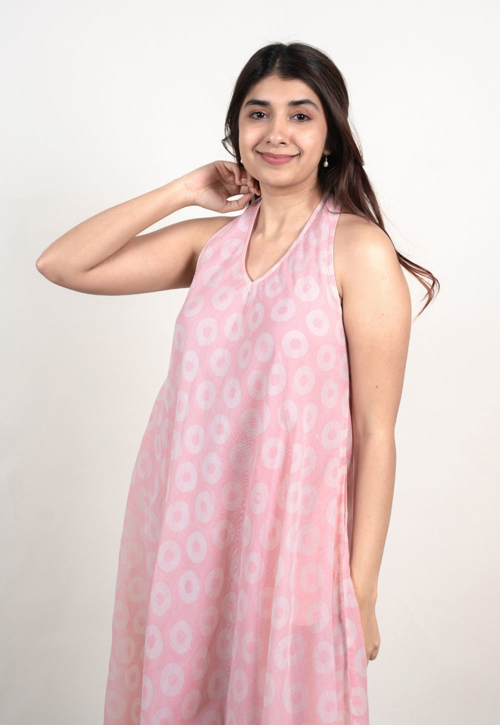 Tashi Pink Batik MulMul A Line Dress