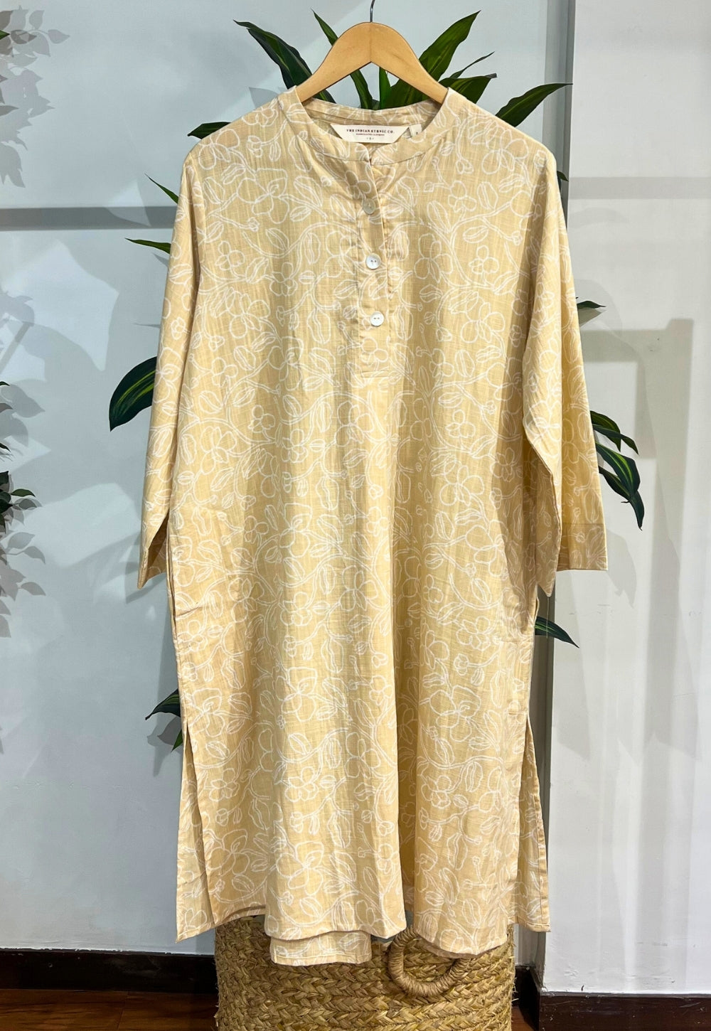 Ayaat Cream Hand Block Print Slub Cotton Anti-Fit Co-Ord Set