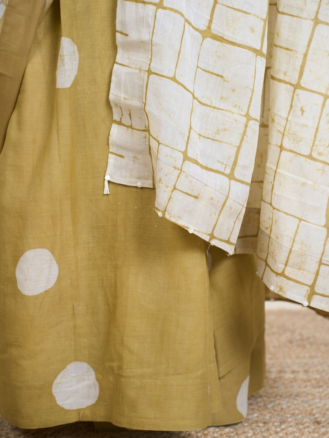Esha Green Batik Hand Block Print Mul Cotton Saree with Embroidery