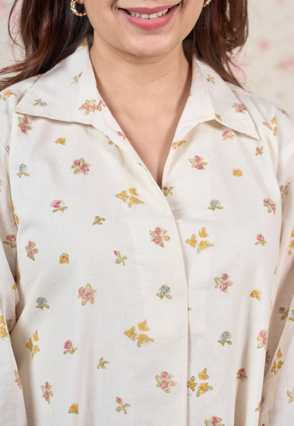Stella White Sanganeri Mul Cotton A Line Dress