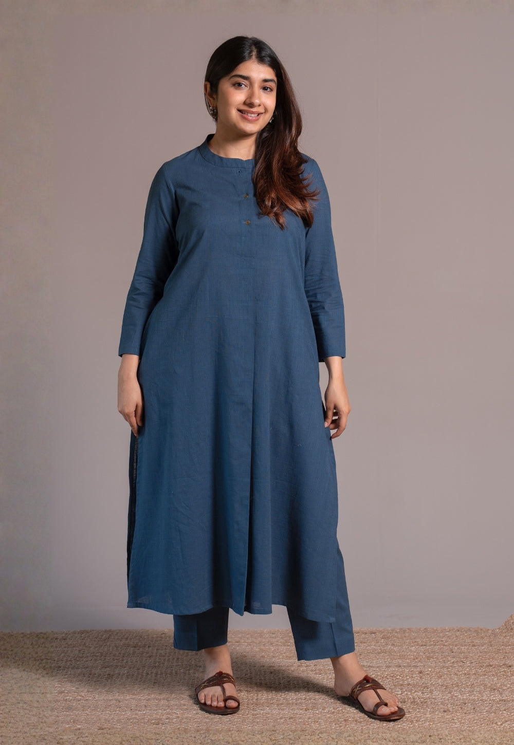 Indigo Solid Slub Cotton Co-Ord Set - DyeVerse