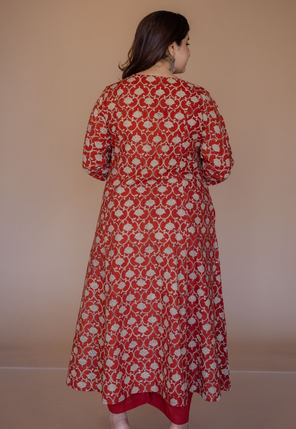 Shinat Red Bagru Cotton Kali Kurta