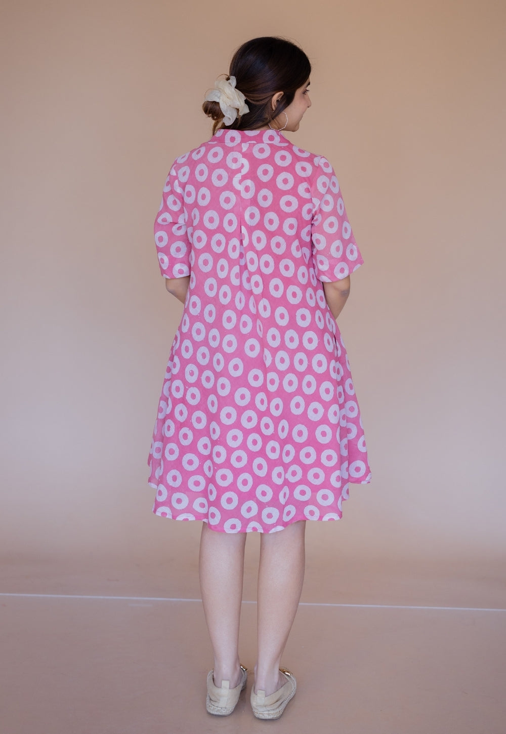 Uzma Pink Batik MulMul A Line Dress with Slip