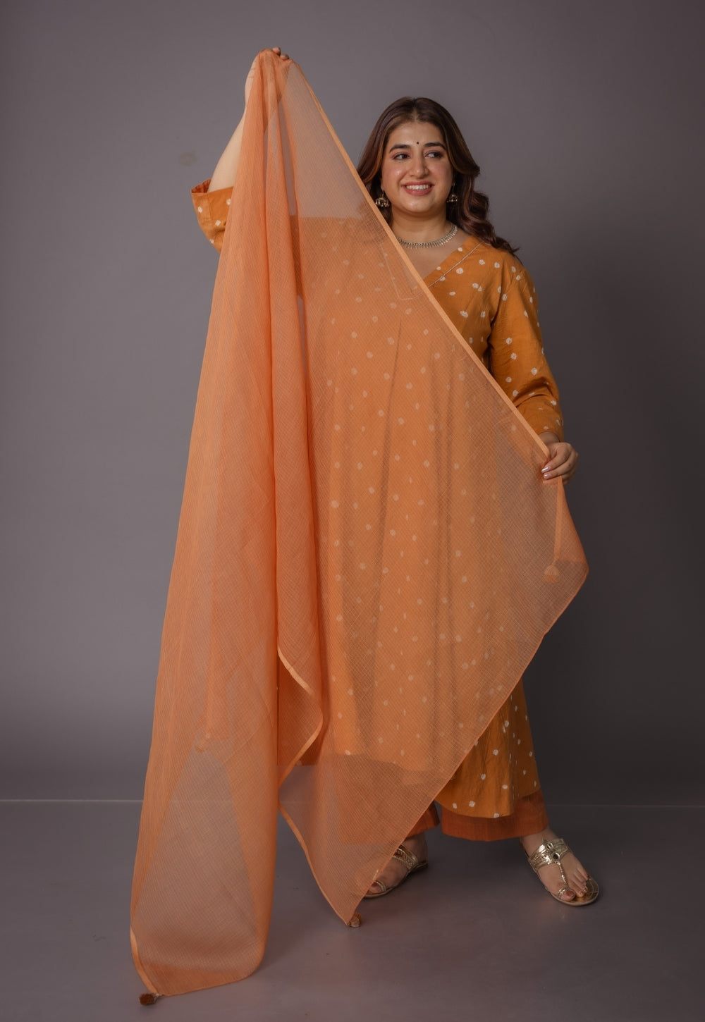 Yellow Solid Kota Doria Cotton Dupatta
