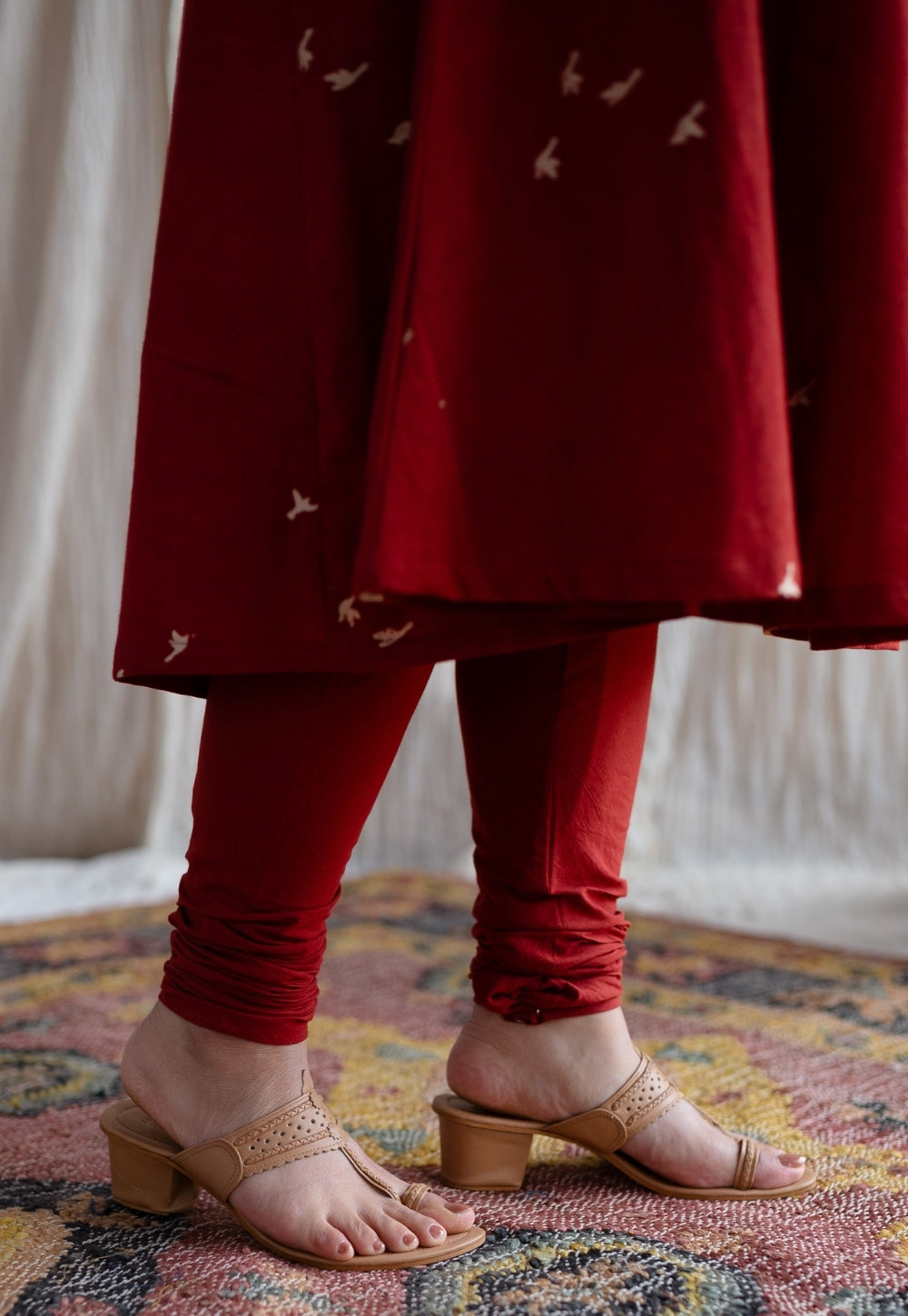 Jaipur Ajrakh Cotton Red Kali Kurta