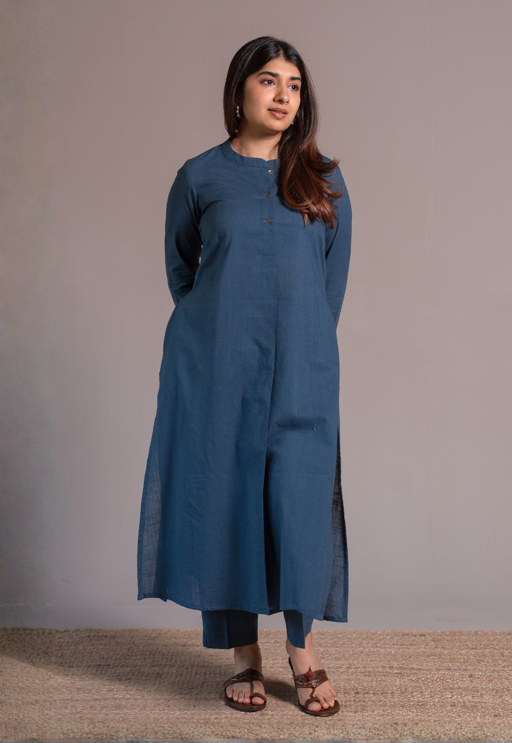 Indigo Solid Slub Cotton Co-Ord Set - DyeVerse
