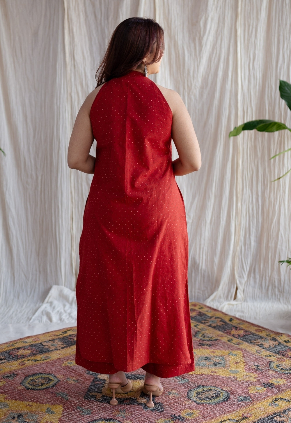 Bombay Red Ajrakh Cotton Straight Kurta