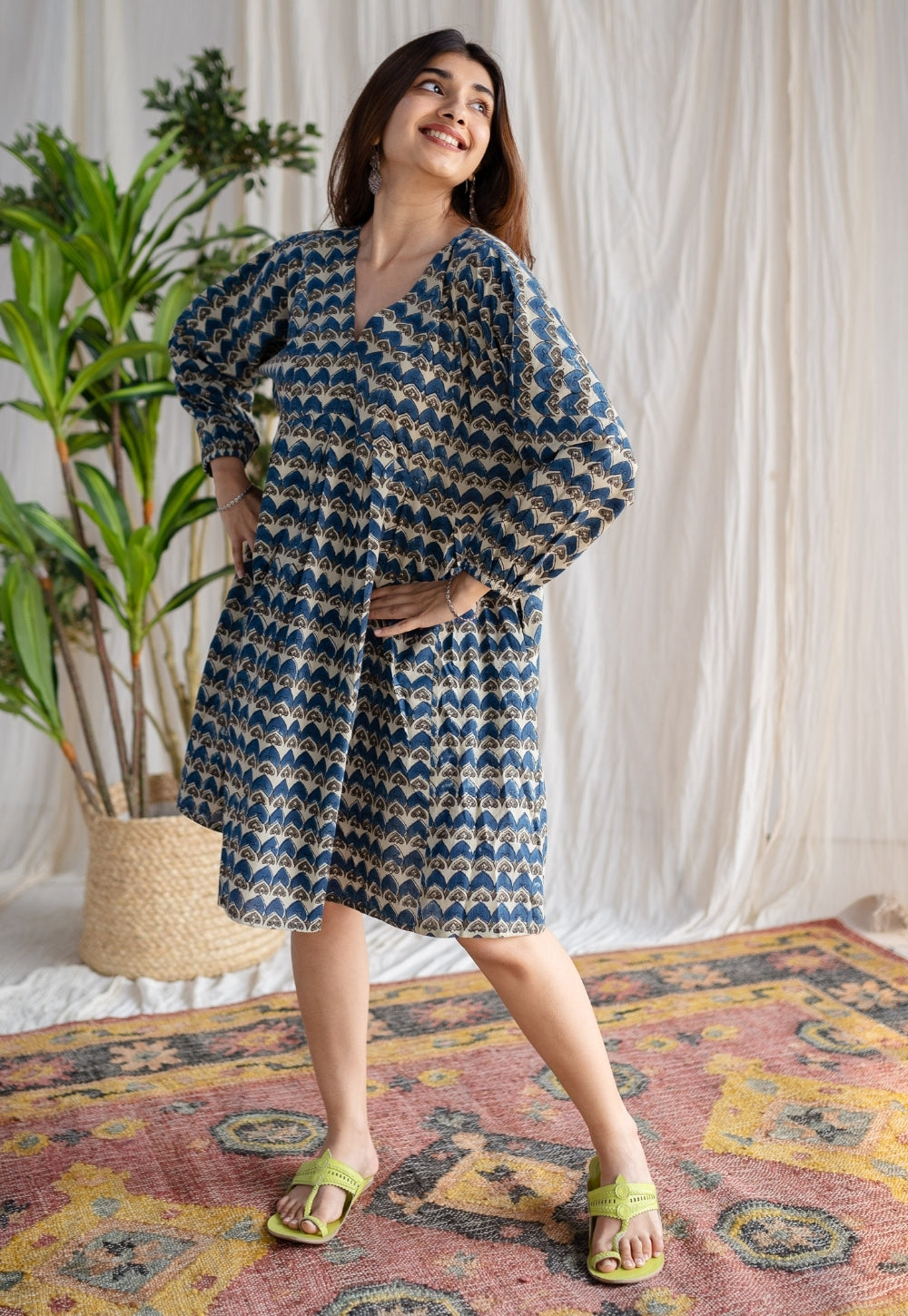 Minha Ajrakh Cotton Dress