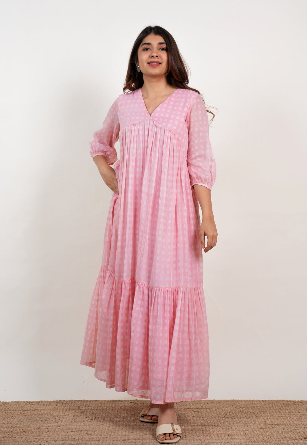 Alice Pink Batik MulMul A Line Dress