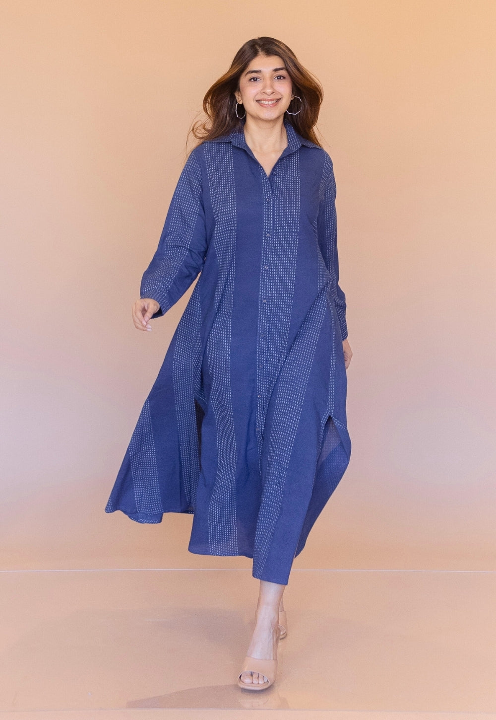a line dress indian Indian Ethnic Women's Trusha Blue Dabu Cotton A Line Dress 6XL