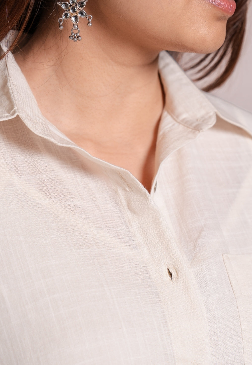 Off White Solid Slub Cotton Straight Kurta - DyeVerse