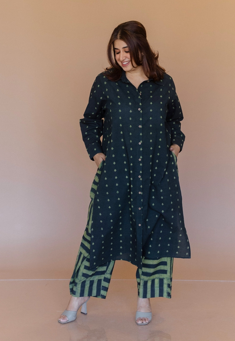 Anya Green Dabu Cotton Anti-Fit Kurta