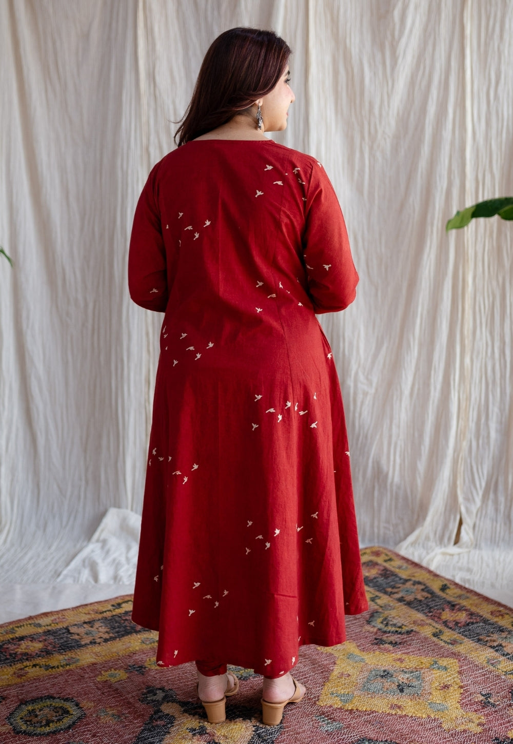 Jaipur Ajrakh Cotton Red Kali Kurta