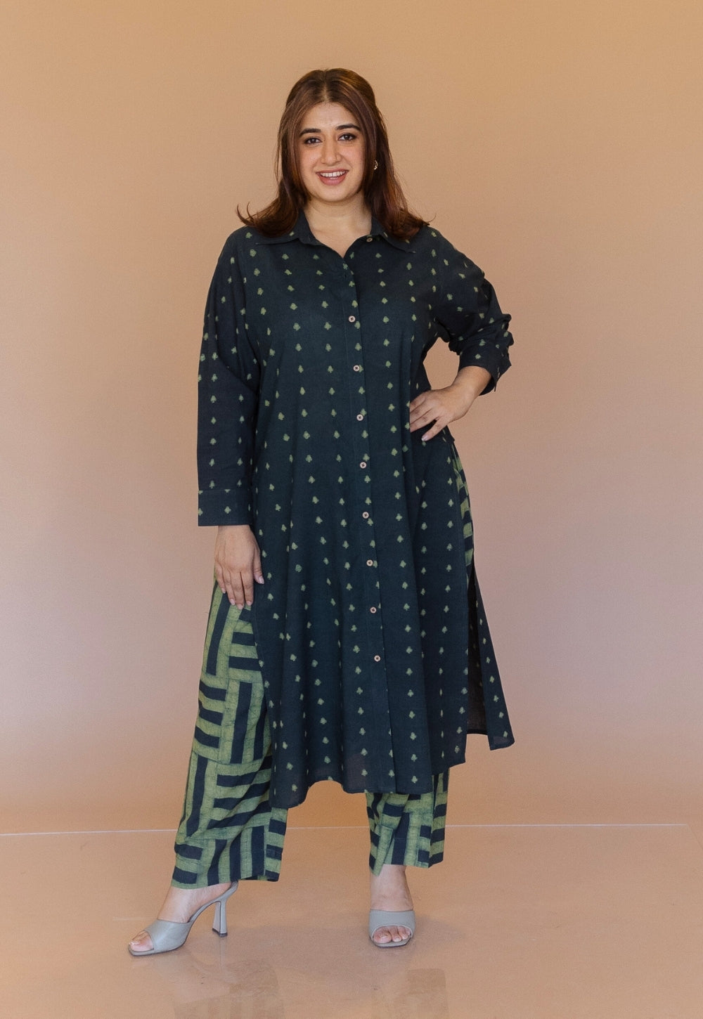 Anya Green Dabu Cotton Anti-Fit Kurta