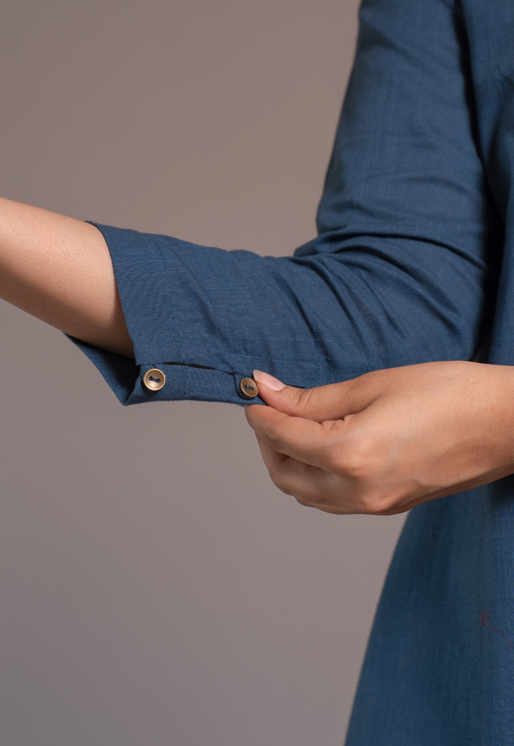 Indigo Solid Slub Cotton Straight Kurta - DyeVerse