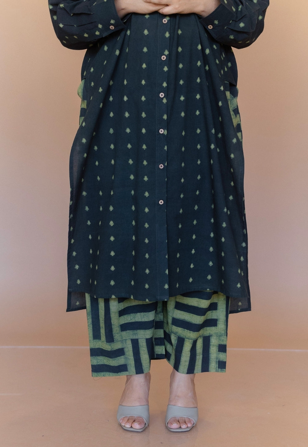 Anya Green Dabu Cotton Anti-Fit Kurta