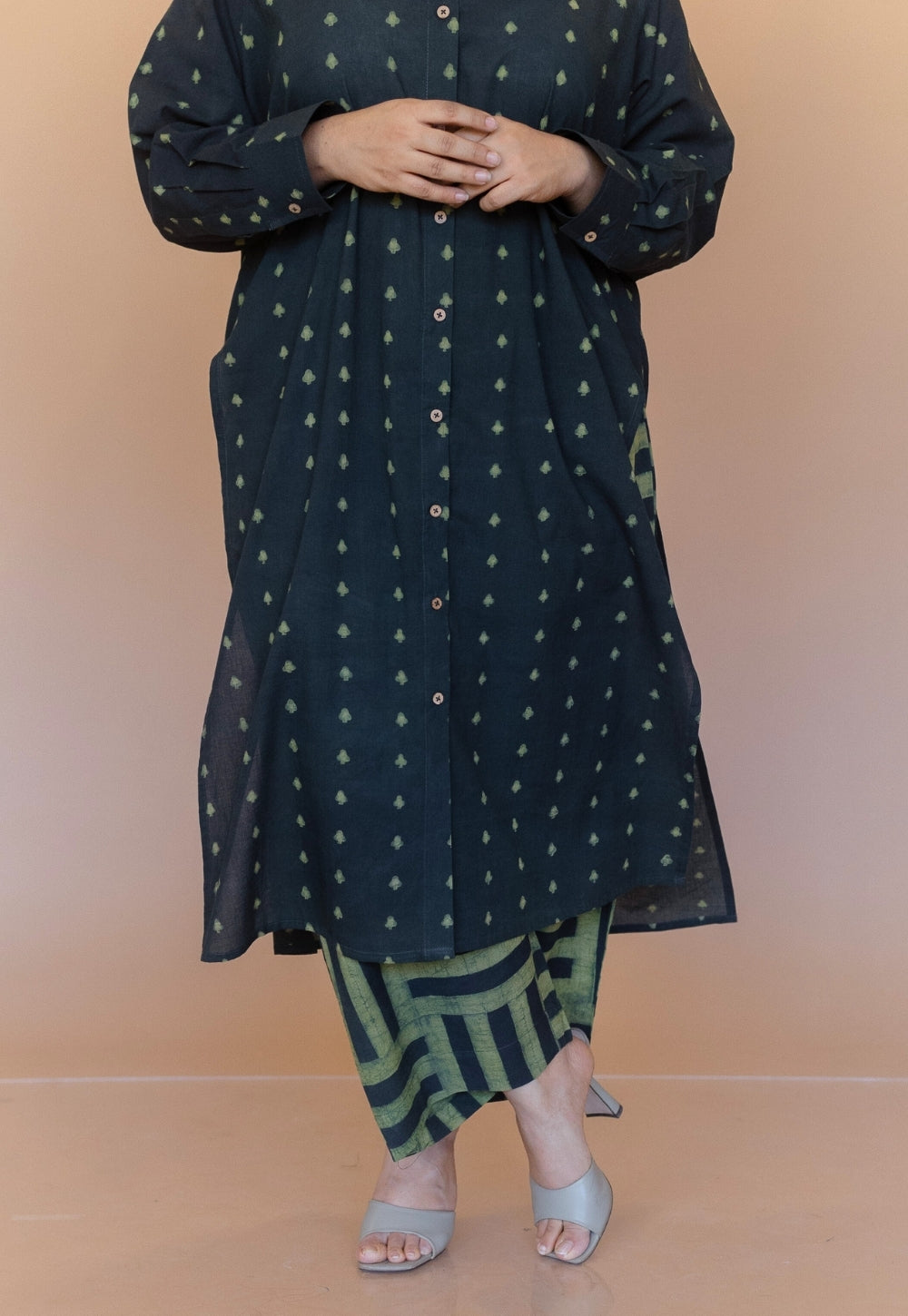 Anya Green Dabu Cotton Anti-Fit Kurta