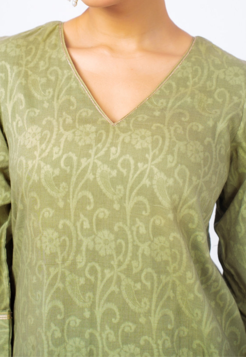 Piya Green Floral Cotton Straight Kurta Suit Set with Printed Dupatta (Set of 3)