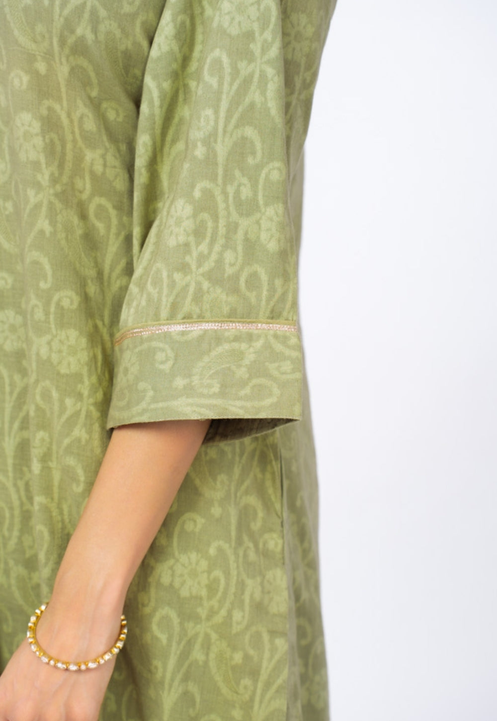Piya Green Floral Cotton Straight Kurta Suit Set with Printed Dupatta (Set of 3)