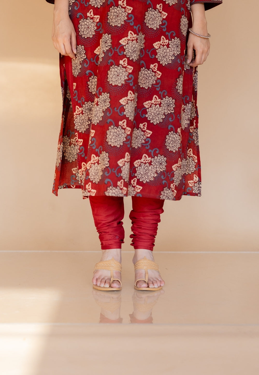Dipika Red Ajrakh Cotton Straight Suit Set (Set of 3)