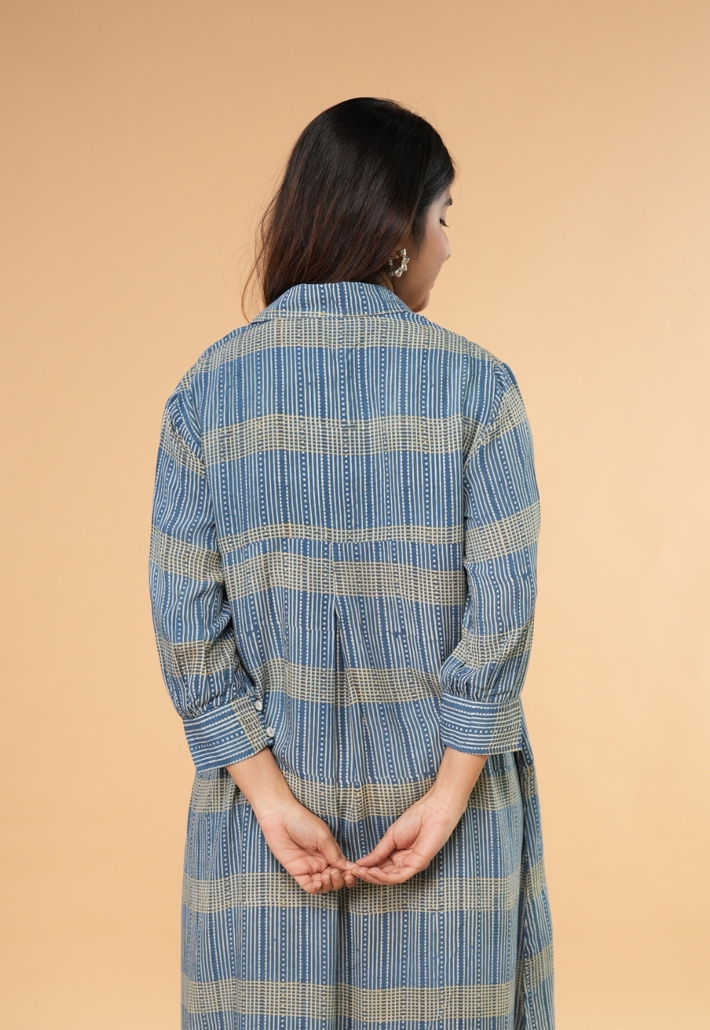 Ridah Blue Ajrakh Modal Silk A Line Dress