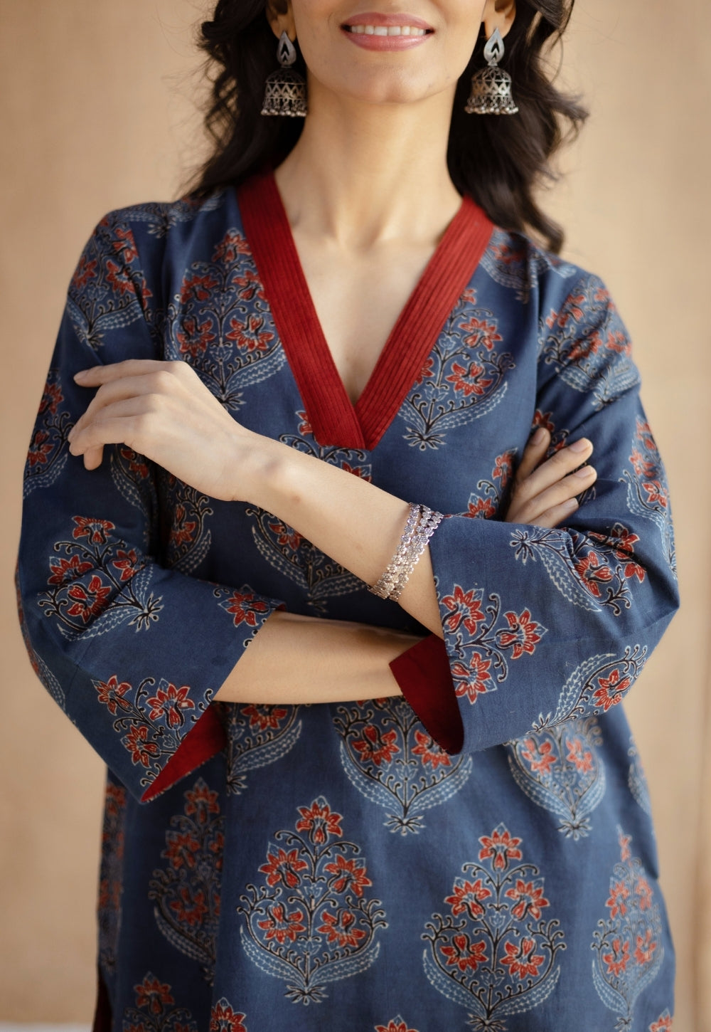Saina Indigo Ajrakh Cotton Straight Kurta