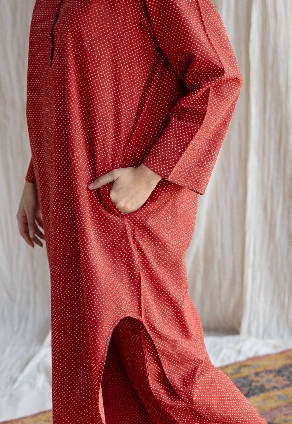 Bombay Ajrakh Red Cotton Co-Ord Set (Set of 2)