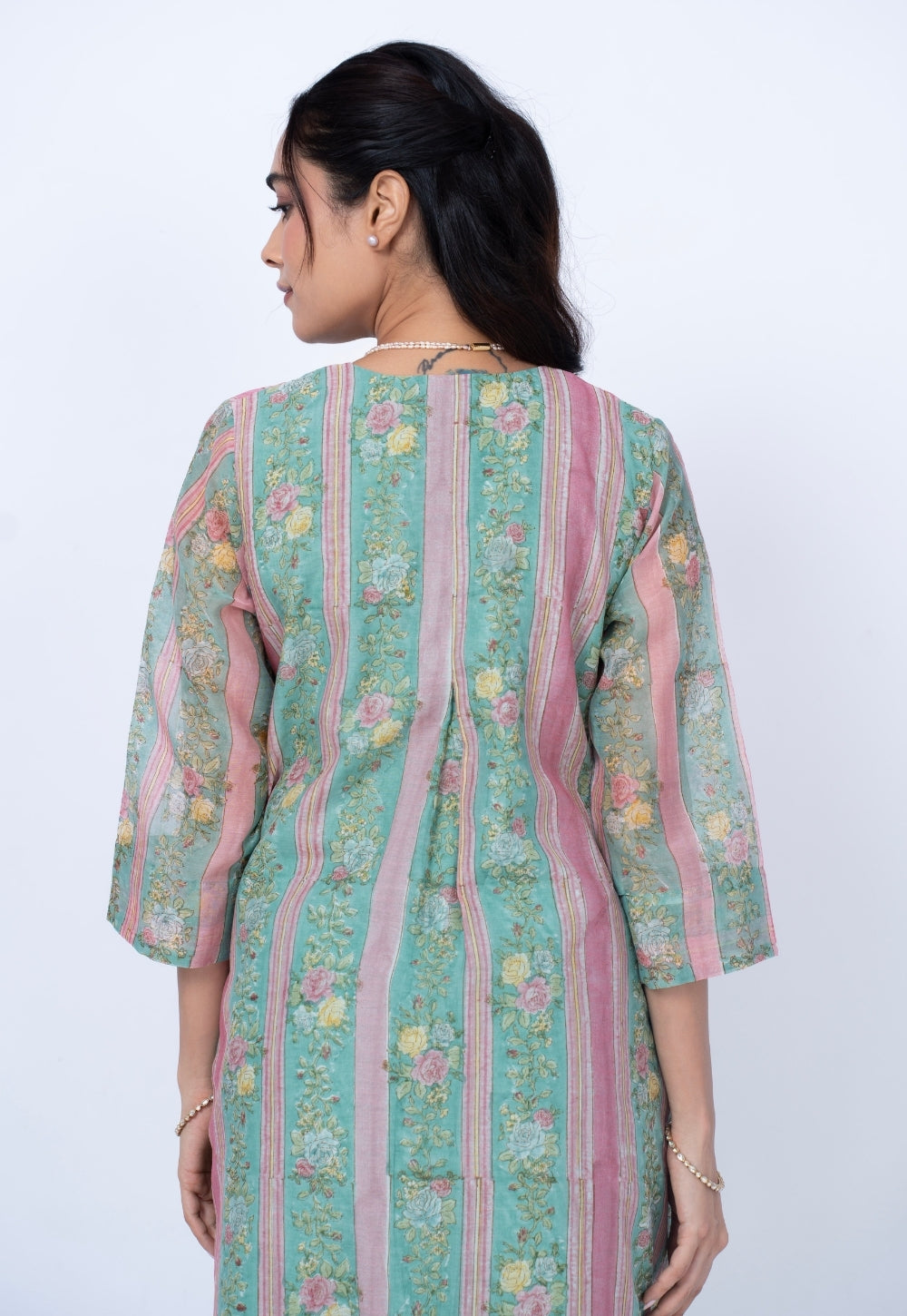 Raila Blue Sanganeri Chanderi Silk Straight Kurta
