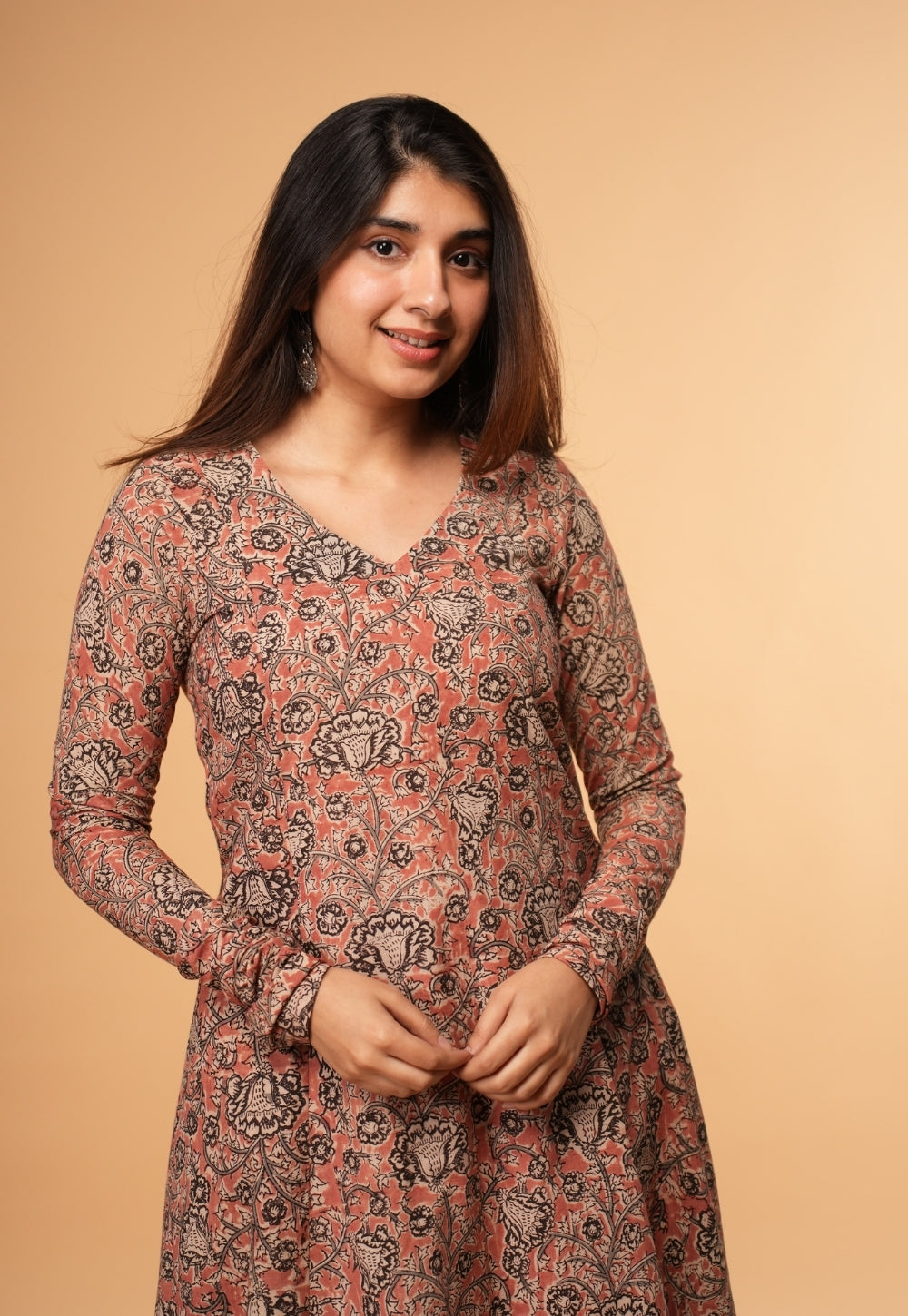 Huma Pink Kalamkari Cotton Kali Kurta