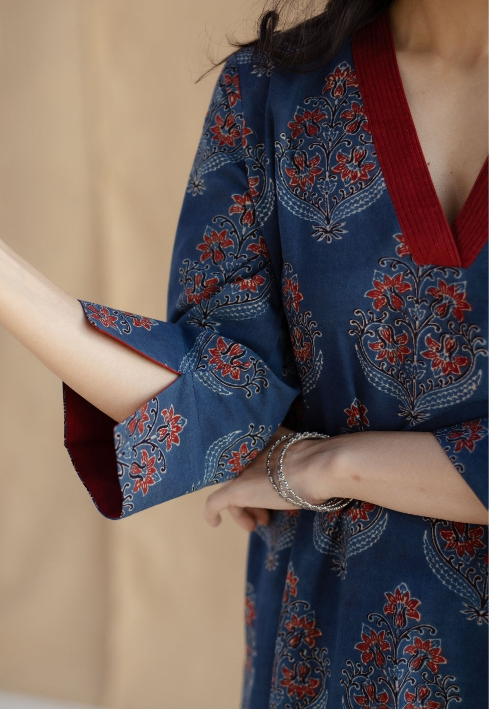 Saina Indigo Ajrakh Cotton Straight Kurta