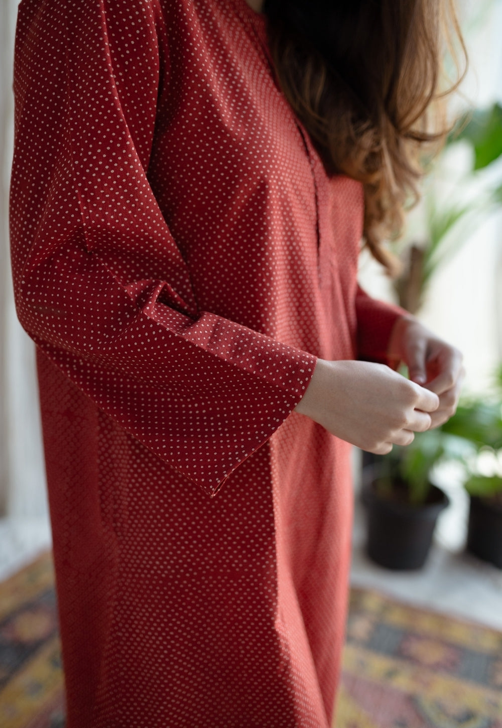 Bombay Ajrakh Red Cotton Co-Ord Set (Set of 2)