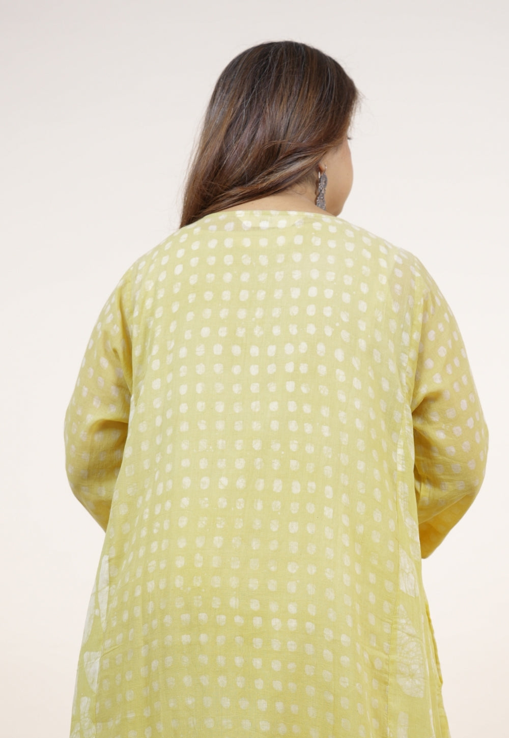 Fara Yellow Batik MulMul Jhabbha Kali Kurta