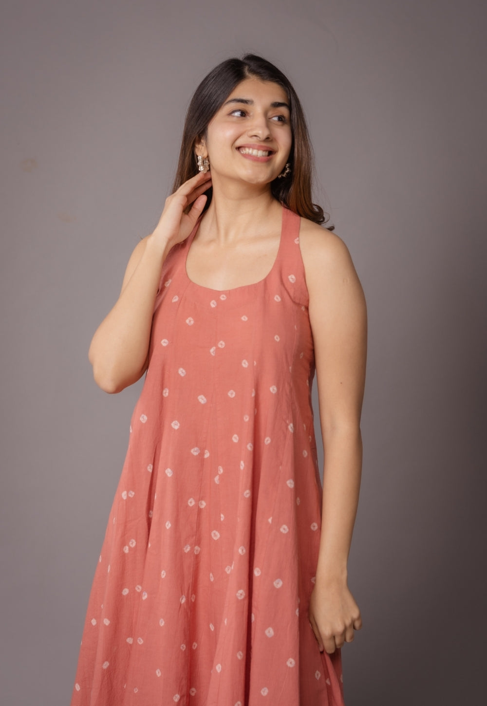 Tia Pink Bandhani Cotton Kali Kurta